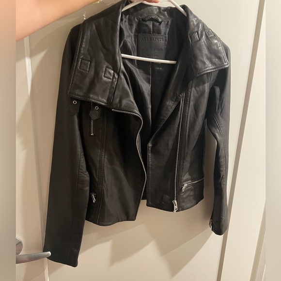 Allsaints womens Bales Leather Biker Jacket Size 00 - Never Worn - Picture 2 of 5